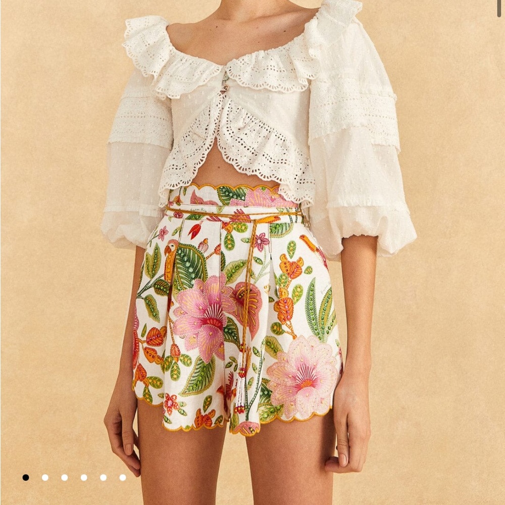 Farm RIO White Macaw Shorts